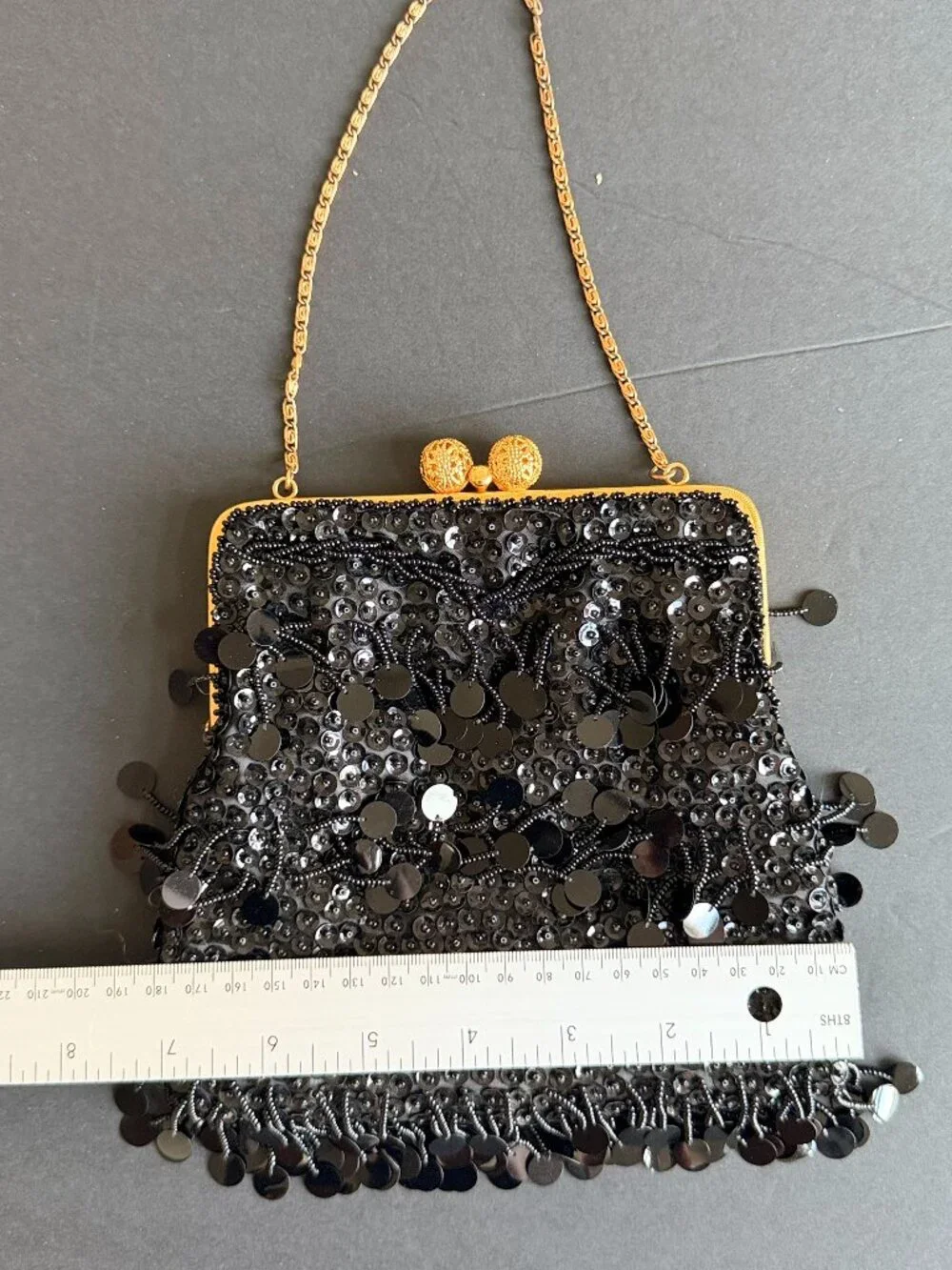 Handmade Vintage Vivant by Sarnie Black Sequin & Beaded Evening Bag | Hong Kong